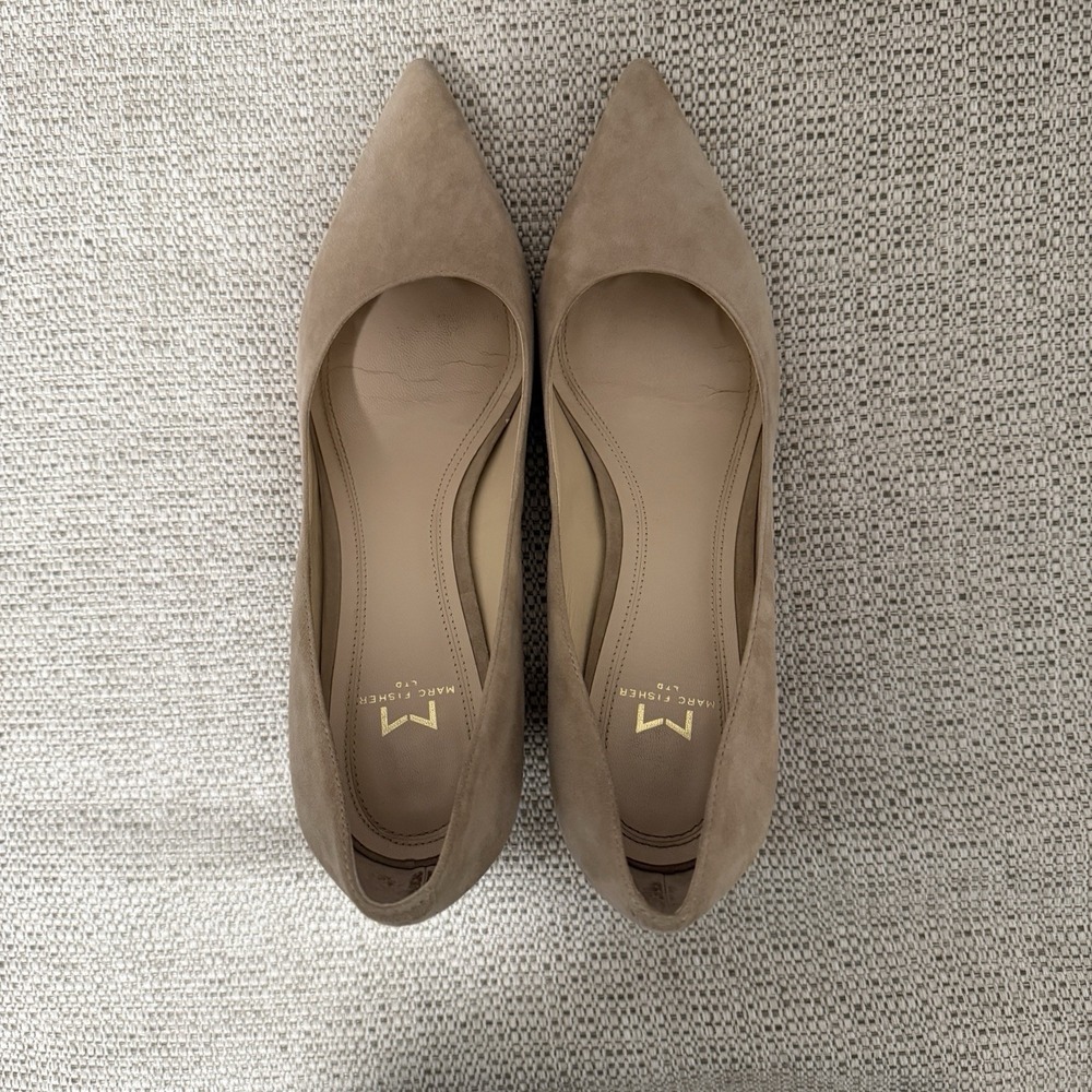 Marc Fisher Tan Suede Zala Block Heel Pump Shoe Size 7.5 - Picture 7 of 9